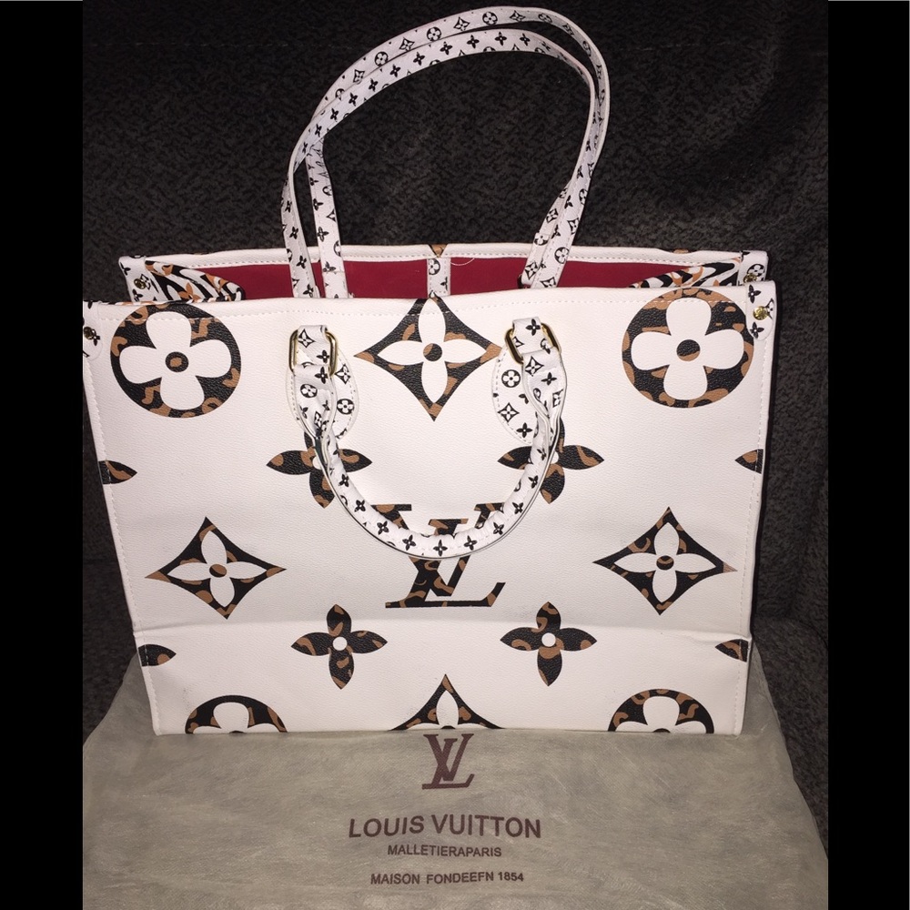 Leopard white logo tote bag purse designer